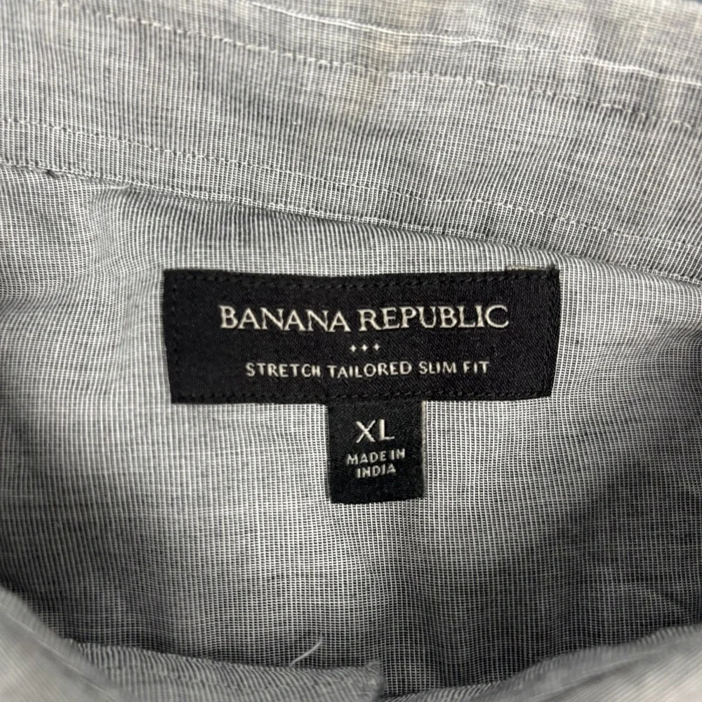 Banana Republic Mens XL Gray Stretch Tailored Slim Fit Button Down Shirt 8088